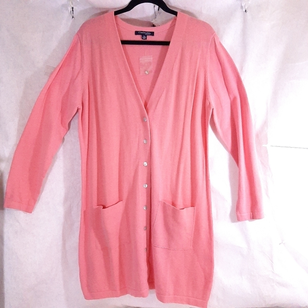 Chadwicks Sweater Duster Peach Salmon - Size XLP - Picture 8 of 8